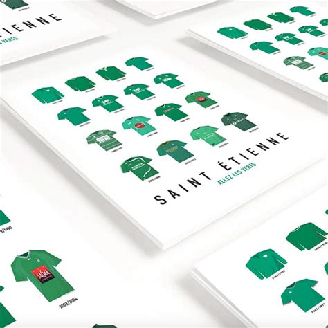 Affiche Maillots historiques de l AS Saint Étienne Sport à l