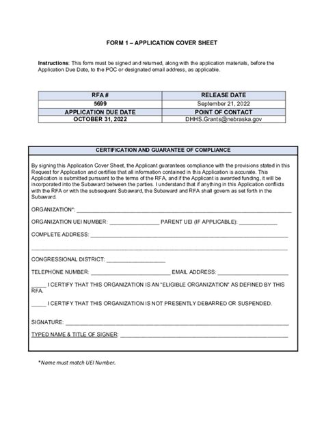 Fillable Online Dhhs Ne Nysed Govna Form Application Cover