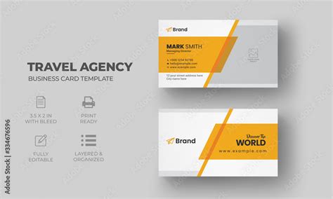 Creative Business Card Template Travel Agency Business Card Stock