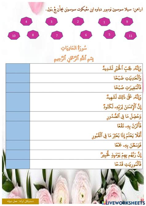 Surah Al Adiyat Live Worksheets