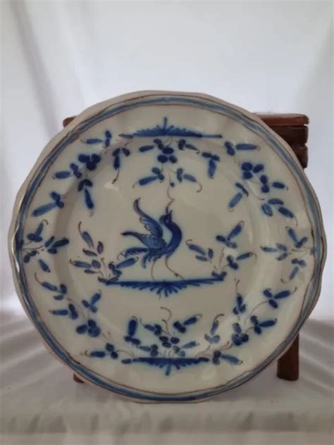 ANCIENNE ASSIETTE FAÏENCE De Martres Tolosane Décor Bleu Oiseaux EUR 15