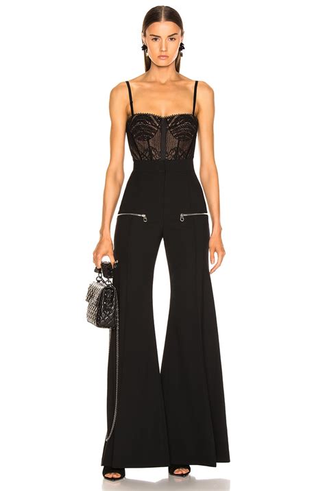 Jonathan Simkhai Mixed Lace Bustier Bodysuit In Black Fwrd