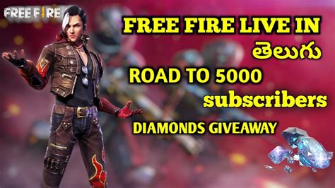 Free Fire Live In Telugu Road 5000 Subs Complete Cheyyandi Anna Live Lo