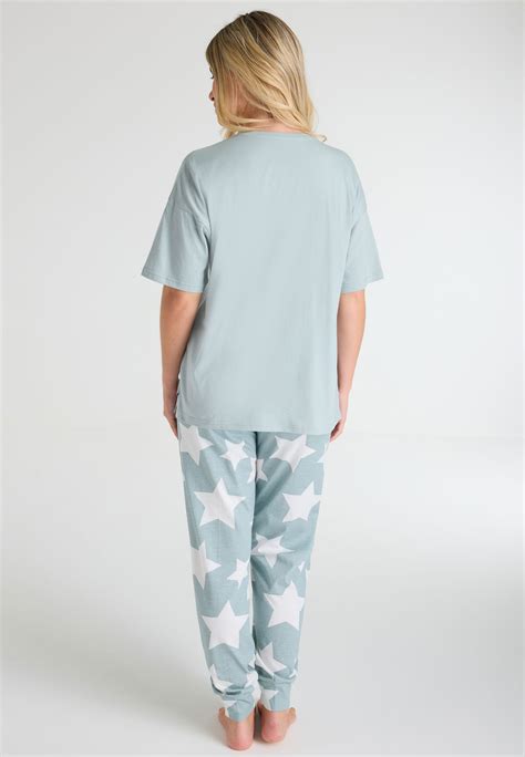 Womens Sage Star Top Bottoms Pyjama Set Peacocks