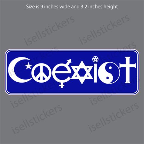 Coexist Interfaith Religion Peace Sign Yin Yang Cross Vinyl Bumper