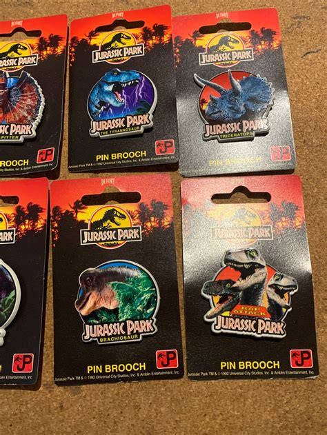 Set Of Jurassic Park 1992 Movie Dinosaur Jp Pin Badges Etsy