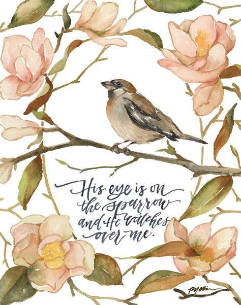 His Eye Is On The Sparrow Print Gracelaced Print Sparrow Art His