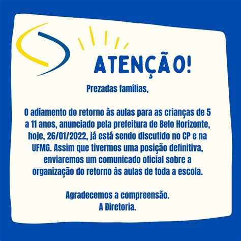 Comunicado Nota Sobre Adiamento Do Retorno às Aulas Centro