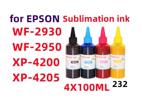 4x100ml Sublimation Ink For Epson Wf 2950 Wf 2930 Xp 4200 Xp 4205