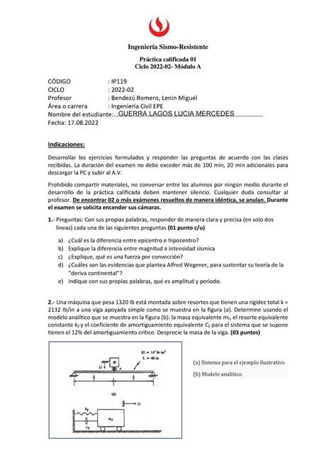 PC1 Guerra Lagos Lucia Mercedes Ingeniería Sismo Resistente Práctica