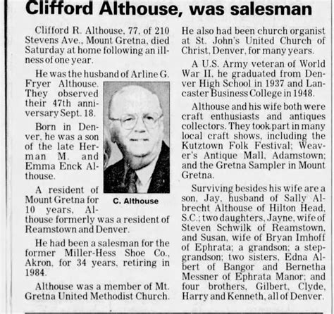 Obituary For Clifford R Althouse ™