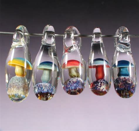 Glass Pendants Mushroom Beads Lampwork Focals Shroom Necklace Etsy