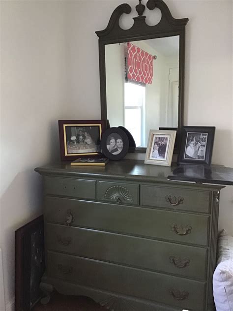 Forest Green Dresser And Mirror