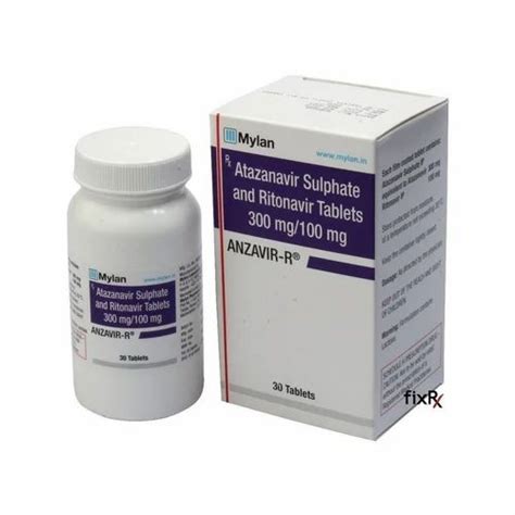 Anzavir R 300mg 100mg Atazanavir Sulphate And Ritonavir Tablets 30 X