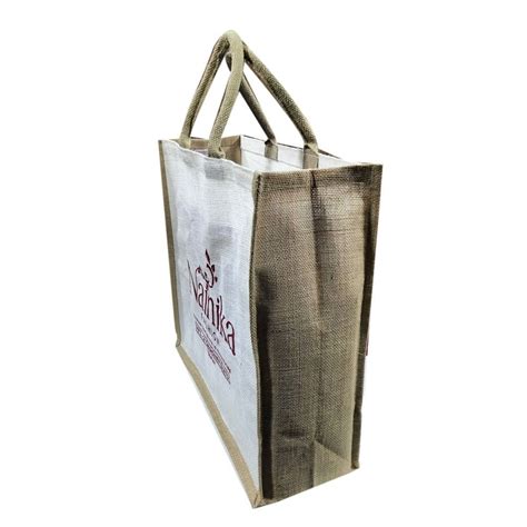 Webbed Handle Open Printed Jute Promotional Bag Size Dimension