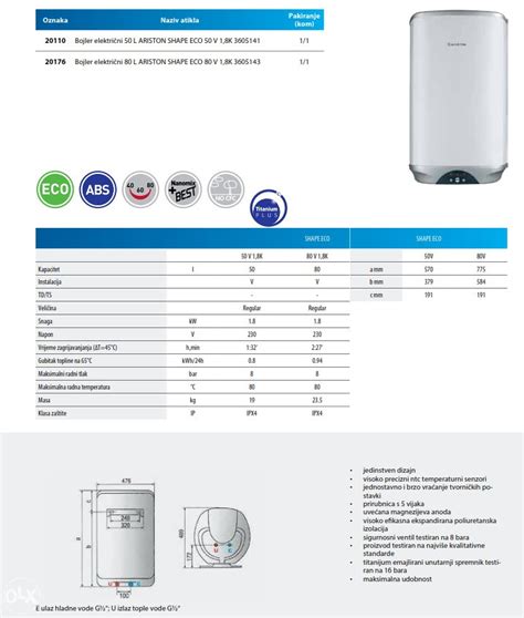 A Bojler Elektri Ni L Ariston Shape Eco Bojleri Olx Ba