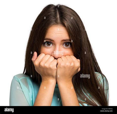 Young Scared Girl With Big Eyes Stock Photo Alamy