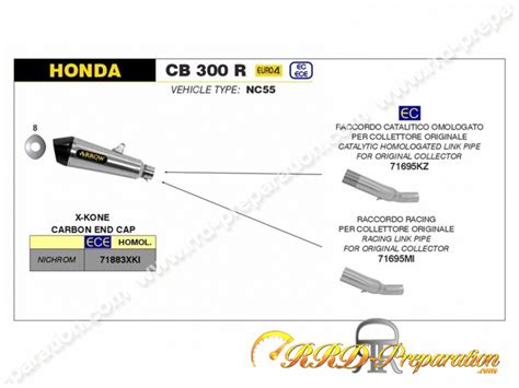 Kit Silencieux ARROW X KONE Avec Raccord Pour Collecteur D Origine Pour