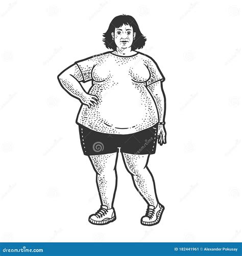 Fat Woman Sketch Vector Illustration Stock Vector Illustration Of