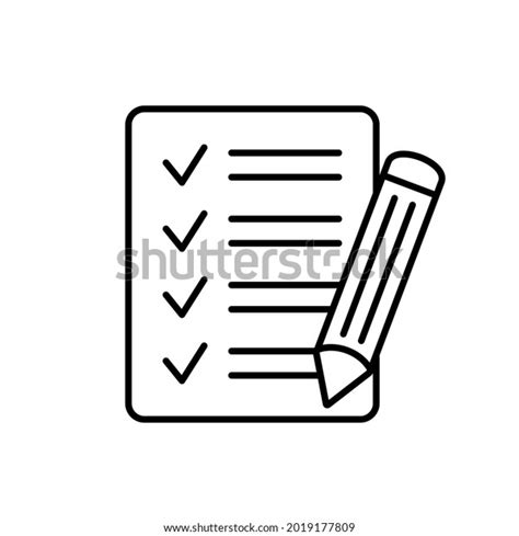 Checklist Pencil Vector Icon Black Illustration Stock Vector Royalty