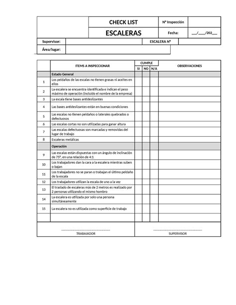 Check LIST Escaleras Este Documento Sirve Para Muchas Tareas CHECK