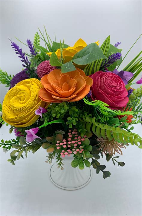 Sola Wood Flower Arrangement Artificial Flowers Etsy