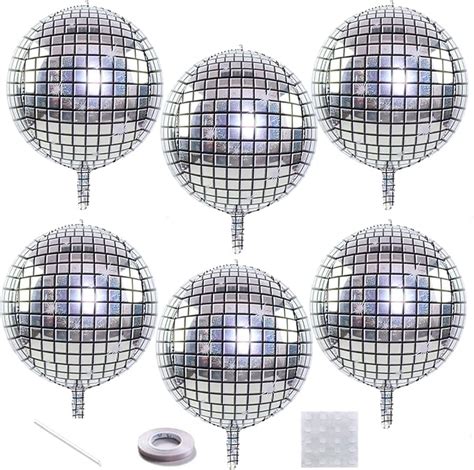 Amazon Vanujoy 9PCS Silver Disco Ball Balloons Set 22 Inch Big