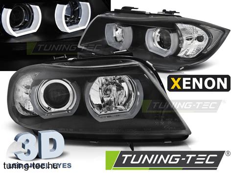 Első lámpák BMW E90 E91 03 05 08 08 3D U TYPE BLACK HID Tuning Tec