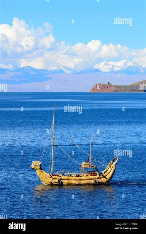 Typical Reed Boat From Totora Isla Del Sol Lake Titicaca Department