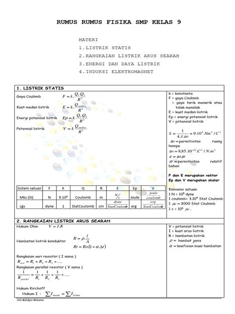 Rumus Fisika Kelas 9 Pdf