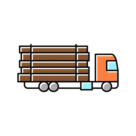 Truck Transportation Wood Timber Color Icon Vector Illustration