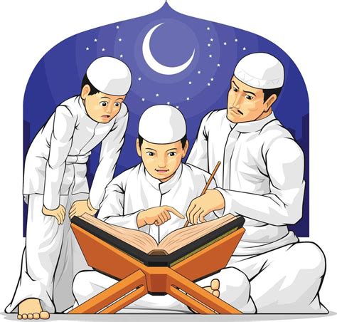 la famille des enfants apprennent à lire le livre sacré islamique du