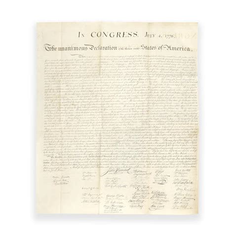 Bonhams Declaration Of Independence In Congress July 4 1776 The