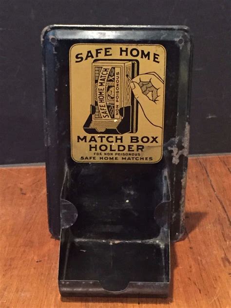 Antique Vintage Advertising Safe Home Matches Wall Mount Match Box