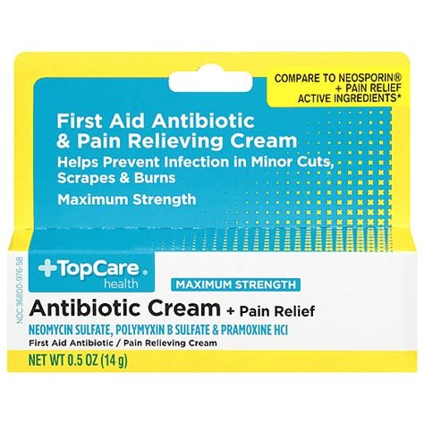 Topcare Antibiotic Cream Pain Relief Maximum Strength Oz