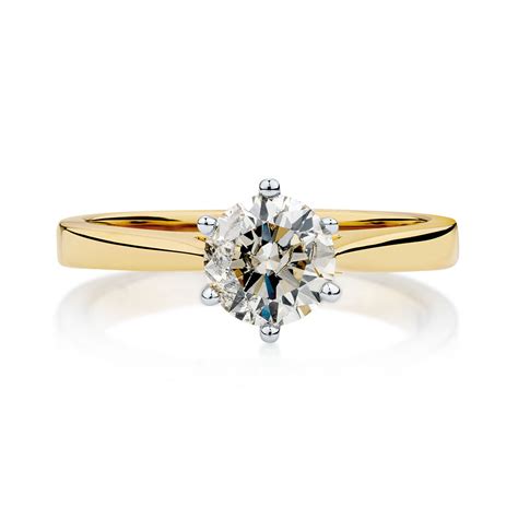 Solitaire Engagement Ring With 1 Carat Diamond In 14ct Yellow And White Gold