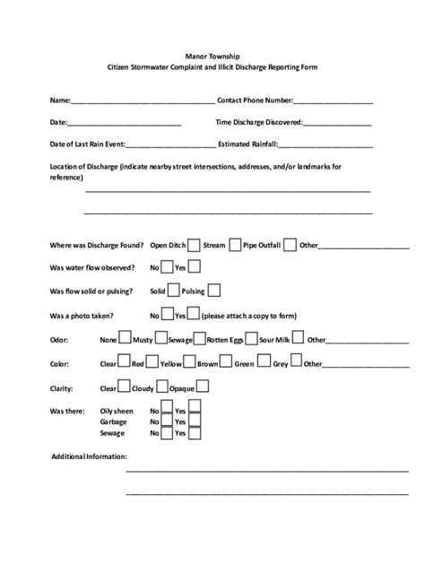 Fillable Online Citizen Stormwater Complaint And Illicit Discharge