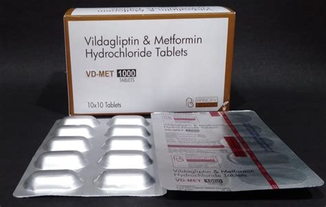 Vildagliptin 50 Mg And Metformin 1000 Mg Tablets 10 10 Blister Prescription Rs 80 Strip