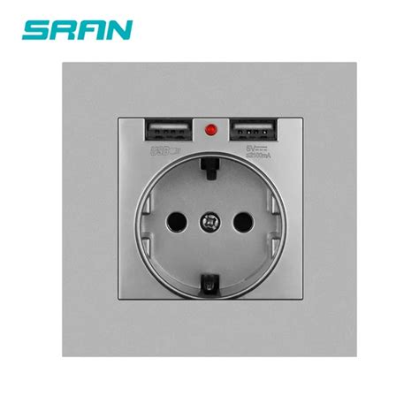 Sran Eu Power Socket Socket With Usb For Home Dual Usb Plug V A Pc