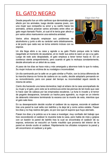 Ideas Principales Del Cuento El Gato Negro Image To U