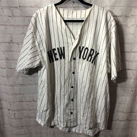 Pin Stripped Fabric New York Yankee Baseball Jersey Boardwalk Vintage