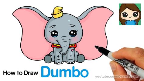 How to Draw Dumbo Easy and Cute - YouTube