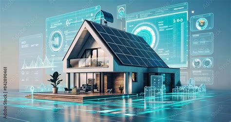 3d Futuristic Generic Smart Modern House With Solar Panels Rooftop