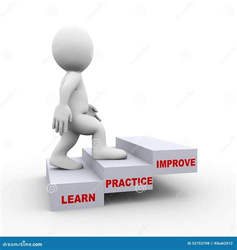 3d Man On Learn Practice Improve Steps Stock Illustration Image 52753798