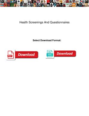 Fillable Online Health Screenings And Questionnaires Health Screenings