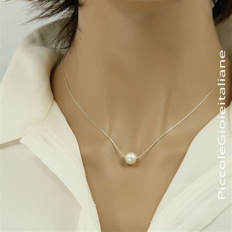 Pearl And Silver Necklace925 Minimal Necklace Round Pearl Necklace Gold Necklace Bride