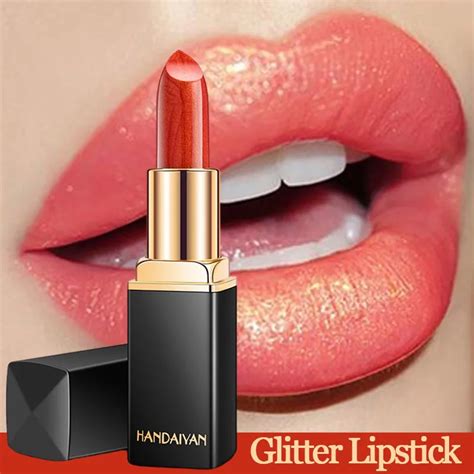 Handaiyan Waterproof Nude Glitter Lipstick Makeup Long Lasting Velve