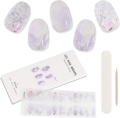 Kalolary 20PCS Gel Nail Polish Strips Semi Cured Nail Gel Art Sticker