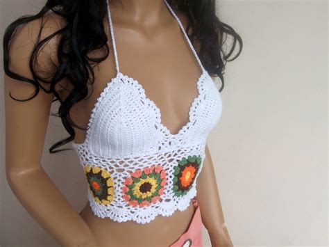 White Sexy Crochet Tank Top Bustier Lace Blouse Crochet Summer Etsy