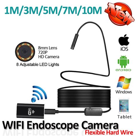 HD720P 2MP 8LED 8mm Lens Flexible Snake Hard Wire USB WIFI Android